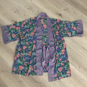 Gold Label Victorias Secret pink and purple Floral Robe Size One Size